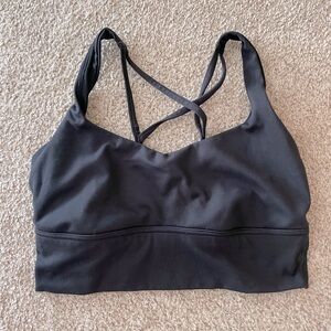 All in Motion black sweetheart neckline sports bra longline removable padding